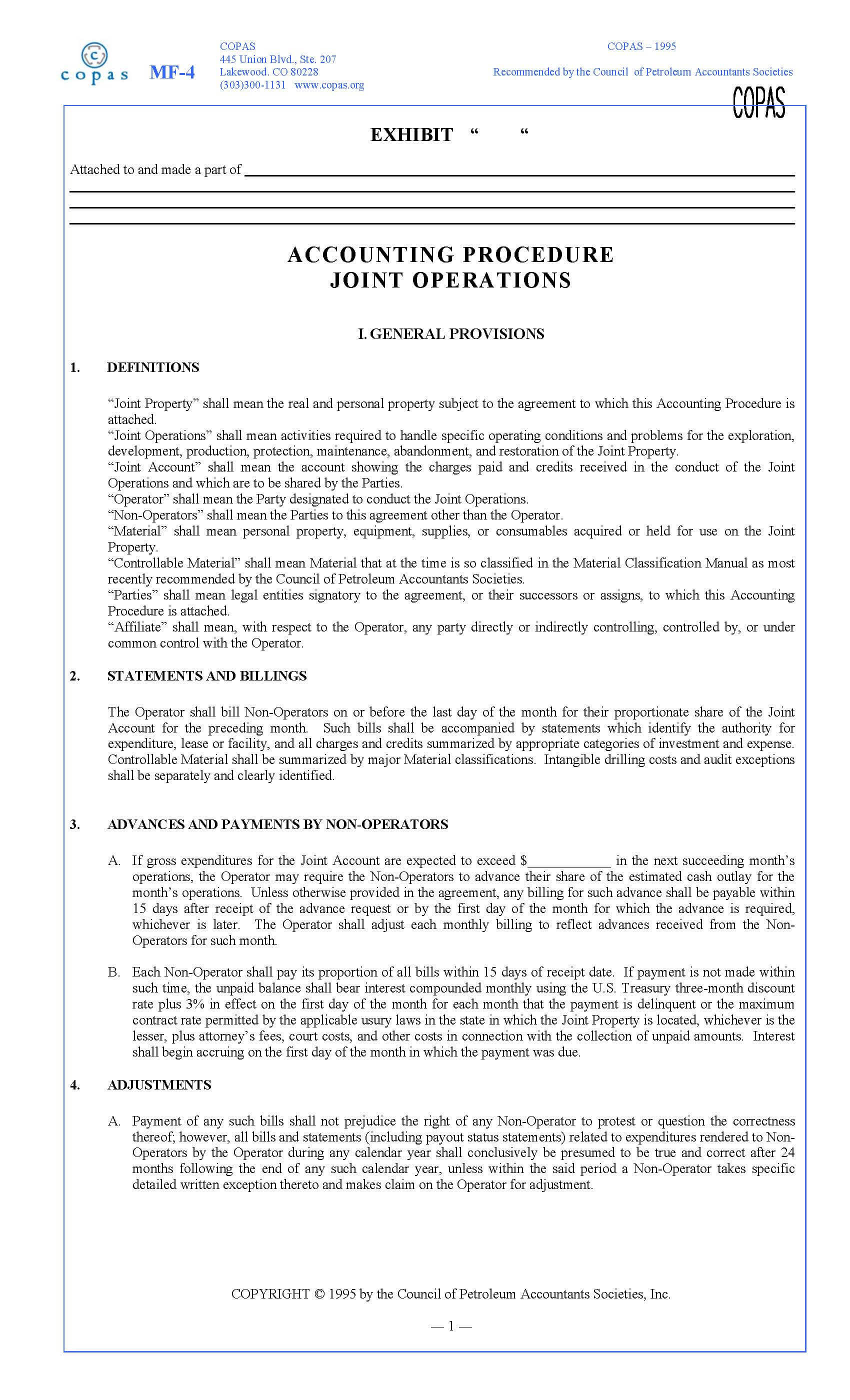 MF-4 1995 Model Form Accounting Procedure